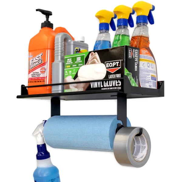 Quick Clean Paper Towel Holder and Wall Shelf