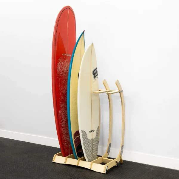 Big Sur Surfboard Storage Wood Stand | Holds 4 Surfboards
