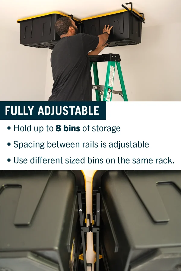 ToteLoft - 4 Bin - Ceiling Tote Storage | Up to 200 lbs