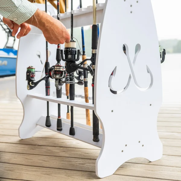 80a0e193c1e00b359dff935e0d6cd23fa9397d4fa941a414f8a779966ec6bb07 Marlin Fishing Rod Storage Stand | Holds up to 24 Rods